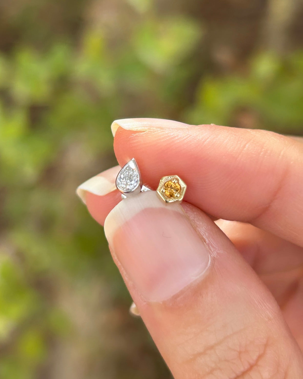 Milk & Honey Earrings with Diamond and Sapphire 🥛🍯