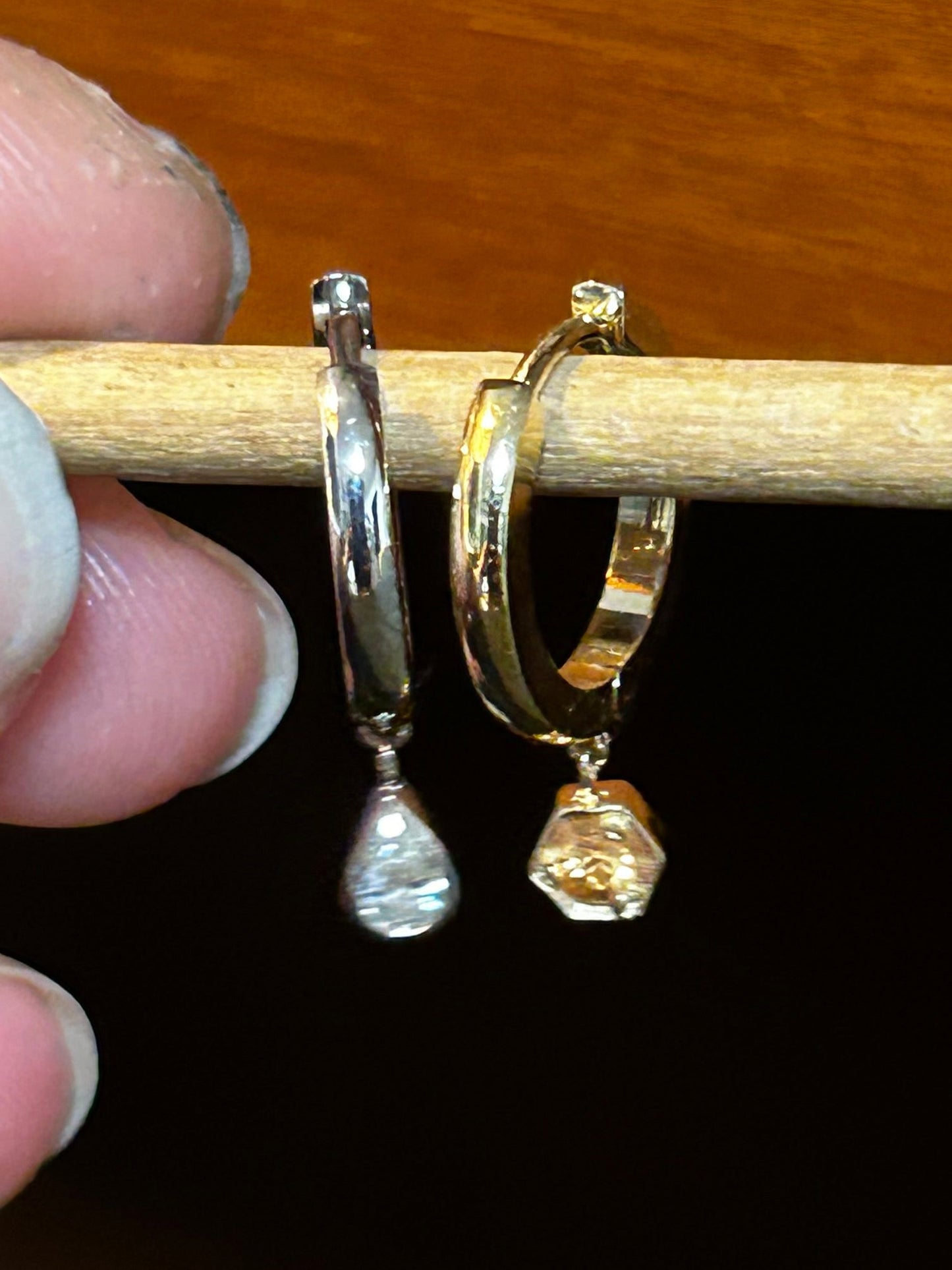 Drop Milk & Honey earrings with Diamond and Sapphire 🥛🍯