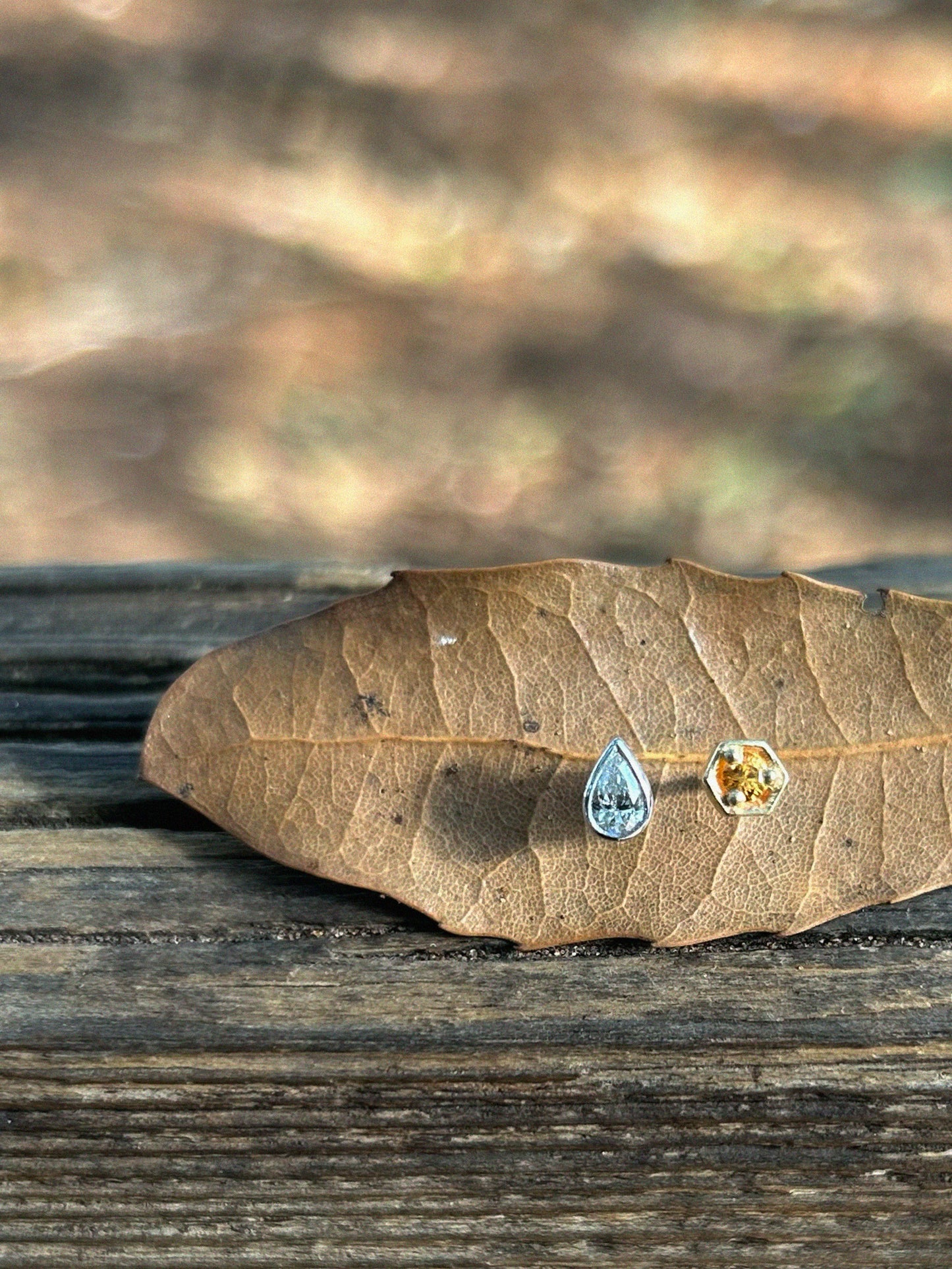 Milk & Honey Earrings with Diamond and Sapphire 🥛🍯