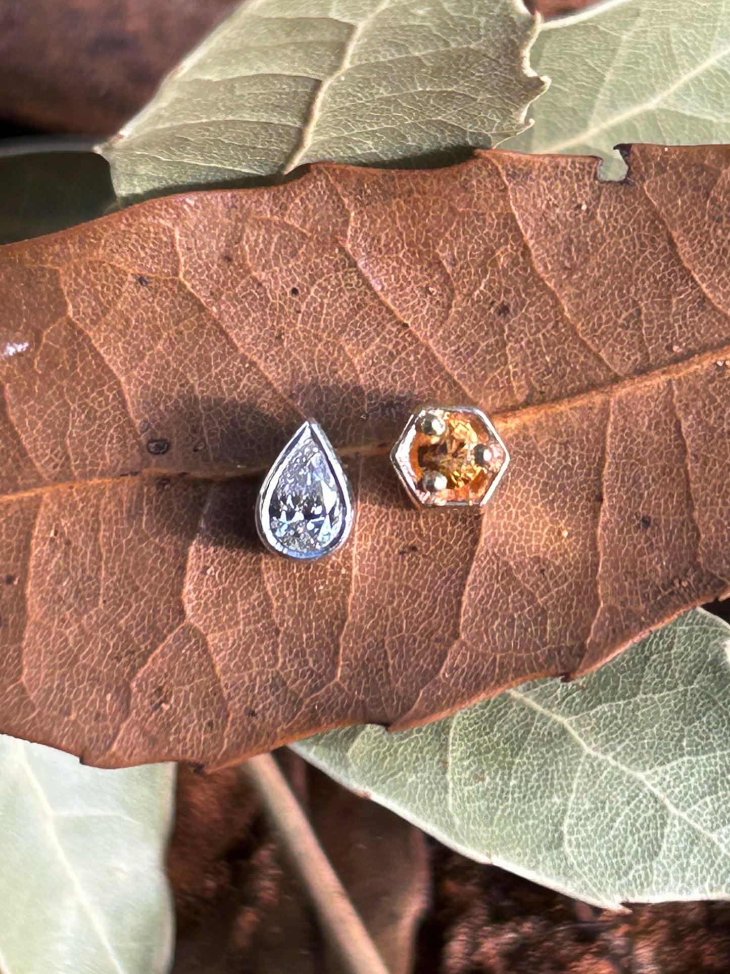 Milk & Honey Earrings with Diamond and Sapphire 🥛🍯